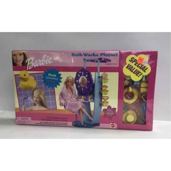 SEALED 2000 Mattel Barbie Bath Works Playset Sink W/ Duck Shower Stamper - Picture 1 of 7